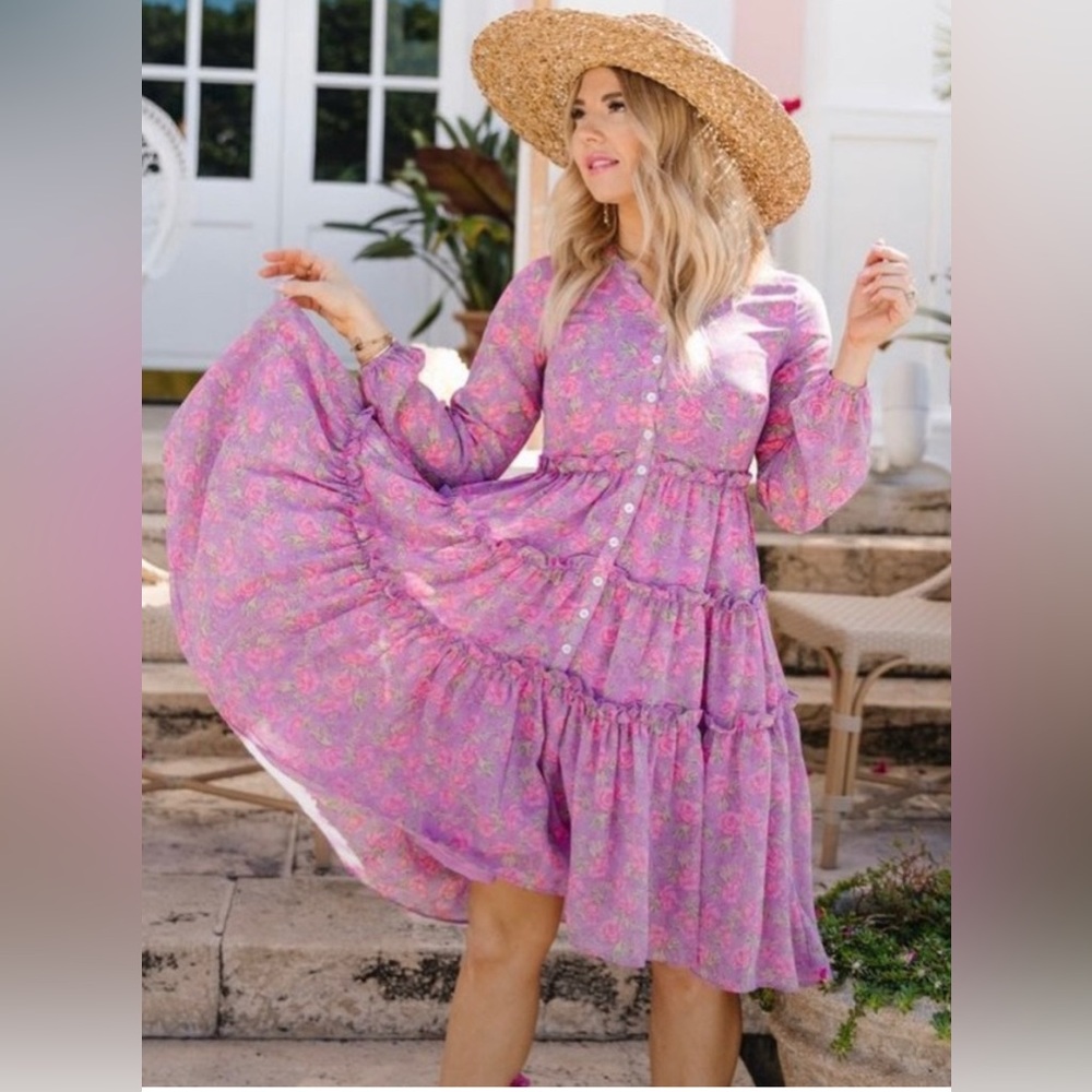 Ivy City Co Lydia Dress in Pink Floral Size 16 - Picture 2 of 7
